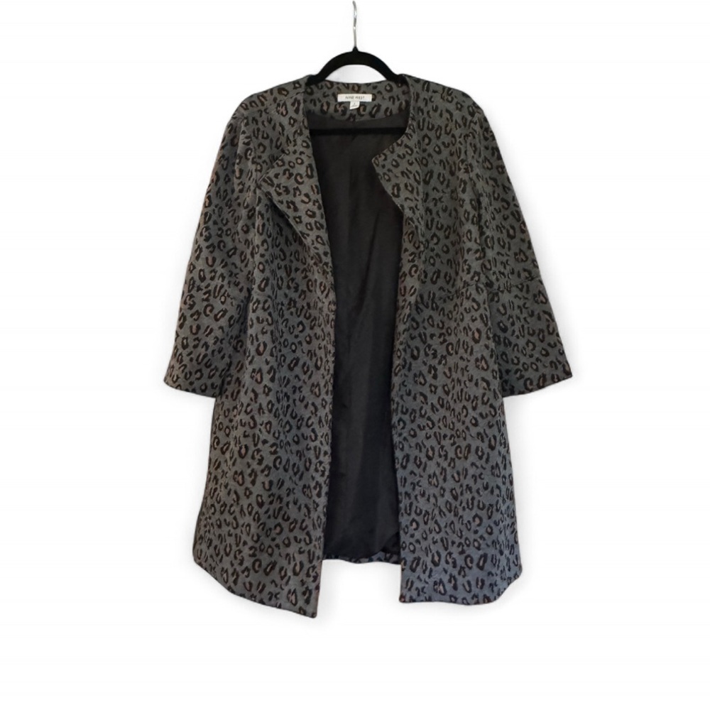 Nine West Leopard Print Coat - Black and Gray